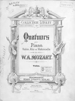 Скачать Quartette pour piano, violons, alto et violoncelle de W. A. Mozart - Вольфганг Амадей Моцарт